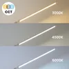 Three images showing a white LED floor lamp with different color temperatures. Anteprima dell’immagine prodotto