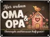 Hier wohnen Oma und Opa Metallschild in 15x20 cm - Produktbild-Vorschau 1