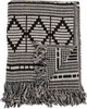 A folded throw blanket with a geometric pattern and fringe. Náhľad obrázku produktu