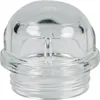 A clear, studio shot of a glass dome-shaped cap with threaded base. Produktbild-Vorschau
