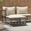 vidaXL Tabouret de jardin avec coussin beige Poly rotin Voir les images du produit 2