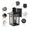 Diagram of an outdoor wall lamp with callouts highlighting its features. Produktbild-Vorschau