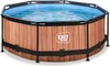 An octagonal above-ground swimming pool with a wood-effect exterior and blue water inside, set against a white background. Náhled obrázku produktu