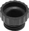 A black plastic cap with a threaded base and a fluted top. Produktbild-Vorschau