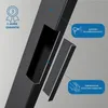 Close-up view of metal table legs with informational callouts. Náhled obrázku produktu