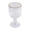 PRIMA DECO rýhované poháre na víno 270 ml so zlatým okrajom Náhľad obrázku produktu 1