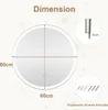 A diagram showing the dimensions of a round LED bathroom mirror, with close-ups of mounting hardware and the mirror's depth. Produktbild-Vorschau