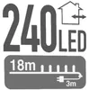 Víla LED studená bílá, 240 LED diod, zelený kabel, Náhled obrázku produktu 3