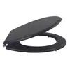A black toilet seat and lid are shown from a side angle against a white background. Anteprima dell’immagine prodotto