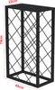 A 3D rendering of a black metal wine rack with dimensions indicated. Produktbild-Vorschau
