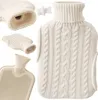 Bottiglia riscaldante con comoda copertura beige lavorata a Anteprima dell’immagine prodotto 7