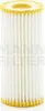 A white oil filter with yellow ends, against a white background. Produktbild-Vorschau