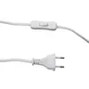 A white power cord with a switch and a European plug. Voir les images du produit