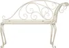 A white metal garden bench with ornate scrollwork on the backrest and legs, shown against a white background. Náhled obrázku produktu