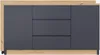 A front view of a gray and wood sideboard with three drawers. Náhľad obrázku produktu