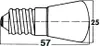 A technical drawing of a light bulb with dimensions indicated. Produktbild-Vorschau