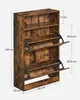 A wooden shoe cabinet with dimensions shown. Produktbild-Vorschau
