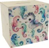 Seepferdchen Aquarell Spardose aus Holz Produktbild-Vorschau 1