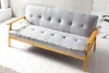 SalesFever Schlafsofa Klappsofa 190 cm mit grauem Polster und Holzgestell in Natur, Gesamtansicht. Produktbild-Vorschau