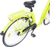 A close-up view of the rear wheel and frame of a bright green bicycle against a white background. Produktbild-Vorschau