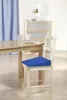 A chair with a blue cushion in a dining room setting. Produktbild-Vorschau
