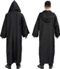 Two views of a person wearing a black hooded robe, shown from the back. Produktbild-Vorschau