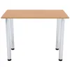 A simple table with a wooden top and four chrome legs, presented on a white background. Produktbild-Vorschau