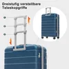 Close-up of a blue suitcase handle with numbered indicators and arrows showing adjustment. Náhľad obrázku produktu