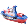 Feuerwehrboot Spielzeug - Wasserspritzendes Schiffsmodell Produktbild-Vorschau 2