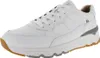 A white leather sneaker with white laces and a brown sole. Produktbild-Vorschau
