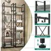 Bücherregal 6 Ebenen Standregal mit 4 Haken Metall Holz Produktbild-Vorschau 5