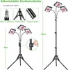 A product image showing a grow light stand with multiple adjustable lamps, with diagrams illustrating its features and dimensions. Anteprima dell’immagine prodotto