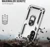 A rugged phone case is shown in a dynamic, action-oriented scene, with debris flying around it, suggesting durability and protection. Produktbild-Vorschau
