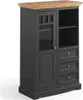 Highboard Vitrine, Massivholz in grau mit Kiefer Optik Produktbild-Vorschau 1
