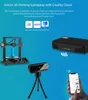 A marketing image showcasing a 3D printer, a smart kit, and a camera, with text and icons explaining their functionality. Produktbild-Vorschau