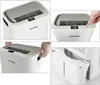 A collage of four images showing different aspects of a white dehumidifier. Produktbild-Vorschau