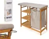 A product shot and packaging of a bamboo ironing board with a laundry basket. Podgląd zdjęcia produktu