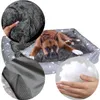 A boxer dog lying on a dog bed, with close-up insets showing the bed's material and filling. Anteprima dell’immagine prodotto