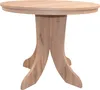A light brown wooden round dining table with a pedestal base, shown against a white background. Produktbild-Vorschau