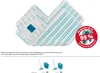 A set of white mop covers with teal stripes and a red circular marketing graphic. Produktbild-Vorschau