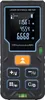 A black and gray laser distance meter with an orange button and a digital display showing measurements. Podgląd zdjęcia produktu