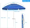 KOMFOTTEU Sonnenschirm 200 cm, Strandschirm mit Produktbild-Vorschau 5