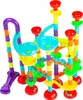 A colorful marble run toy set is displayed against a white background. Produktbild-Vorschau