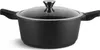 A black pot with a glass lid and silver handles is shown against a white background. Produktbild-Vorschau