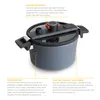 A pressure cooker with descriptive text boxes pointing to its features. Produktbild-Vorschau