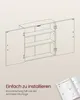 An illustration of a wall-mounted cabinet with its doors open, showing shelves. Text below indicates ease of installation, and a booklet with assembly instructions is shown in the lower right corner. Produktbild-Vorschau