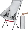 (Grau) Outdoor-Campingstuhl mit hoher Rückenlehne Produktbild-Vorschau 1