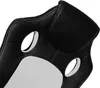 A close-up view of the headrest and shoulder area of a black and white racing-style office chair. Produktbild-Vorschau