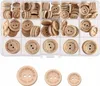 140 Stück Holzknöpfe Handgemacht, 15, 20, 25 mm Runde Produktbild-Vorschau 1