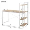 A diagram showing the dimensions of a desk with shelving. Produktbild-Vorschau
